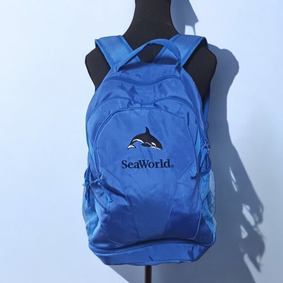 Vintage SeaWorld Official Shamu Backpack  Royal Blue, Embroidered, Unisex Adult - Picture 1 of 10